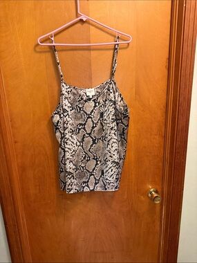 Hayden Snake-Print Satin Cami Top - Neutral Tones